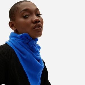 Cobalt blue, cashmere, bandana scarf from Everlane